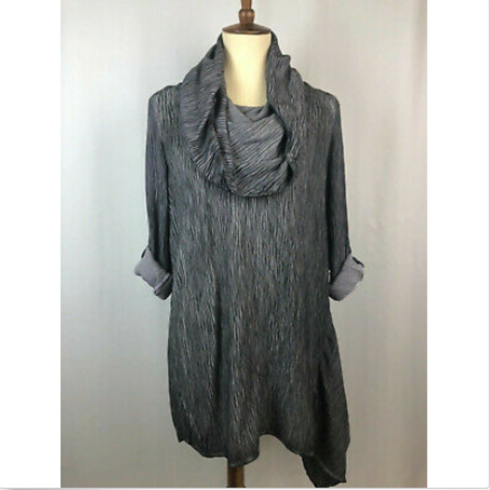 Soft Surroundings Gauze Tunic Gray Black XS & S